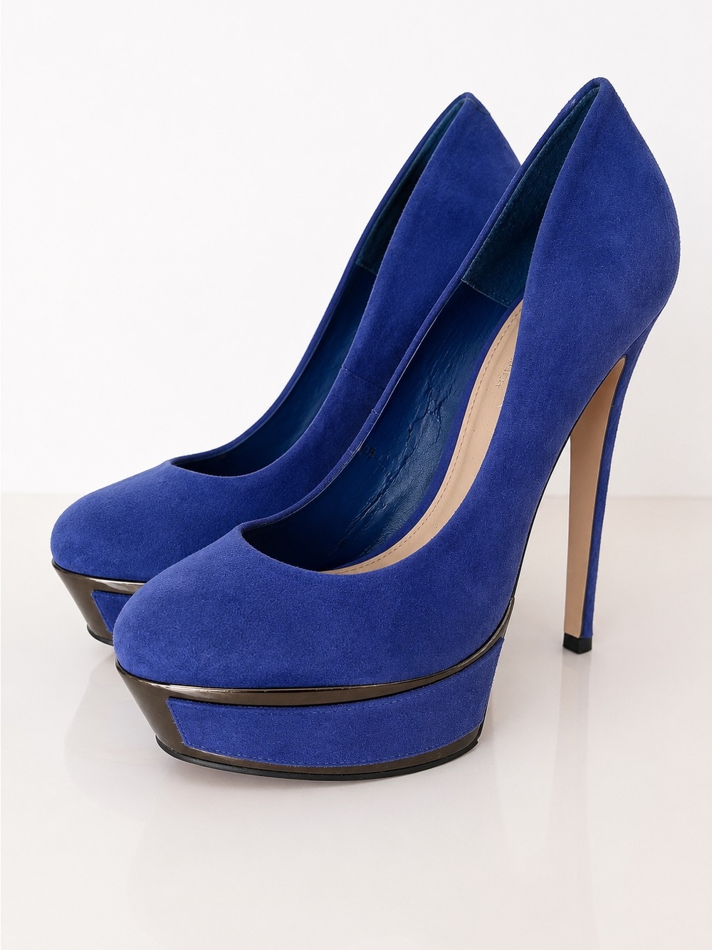 Carvela Kurt Geiger Blue Suede Platform Pumps Size 39 Stiletto Heels